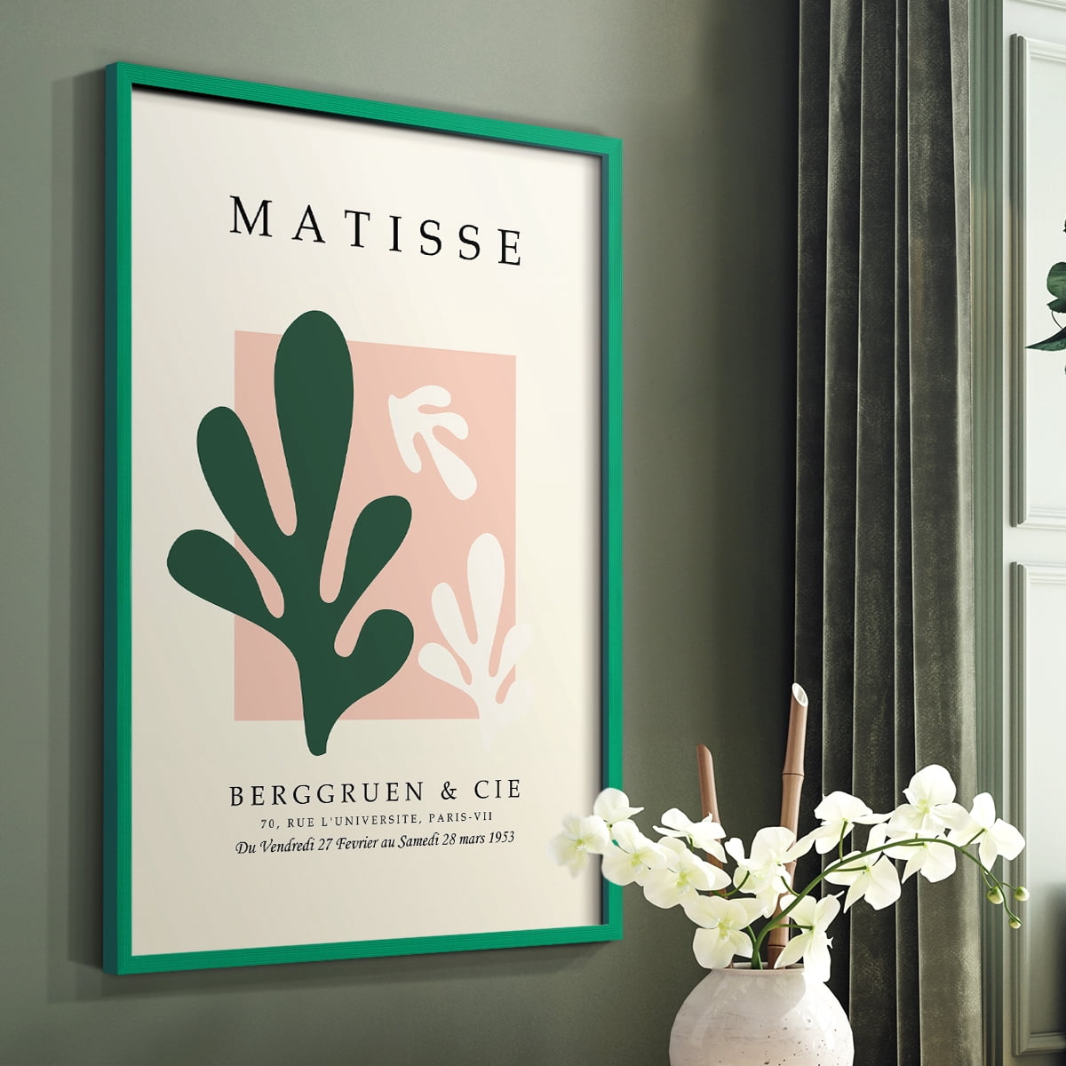 Matisse CCCLI in Green Solid Wood 16 x 20 Framed Print
