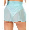 thumbnail image 2 of TheFound Women Sexy Sheer Mesh Mini Skirt High Waist Skater Skirt See Through Ruffle Short Skirts Beach Summer Wear, 2 of 7