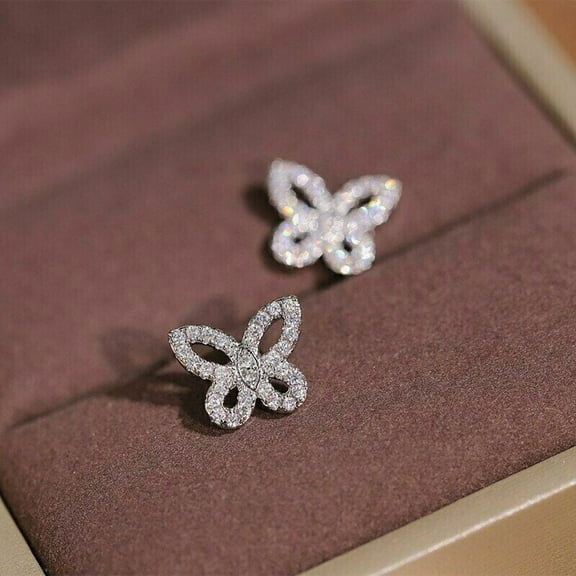 2Ct Lab Created Diamond Butterfly Pretty Stud Earrings 14K White Gold Finish