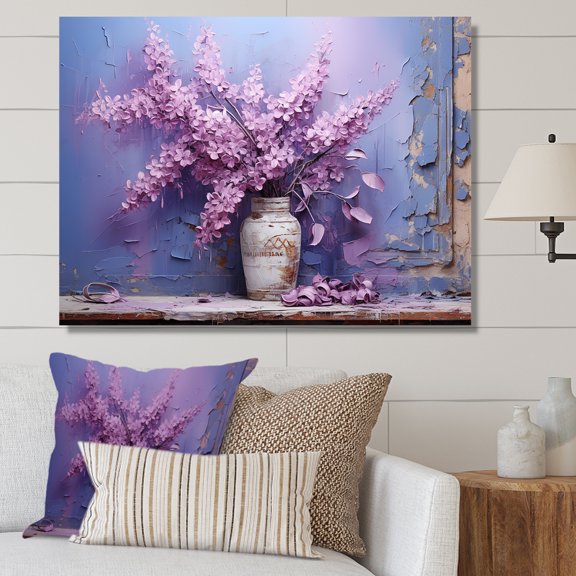 Designart "Reverie In The Lilac Bouquet Vase" Lilacs Wall Art Living Room