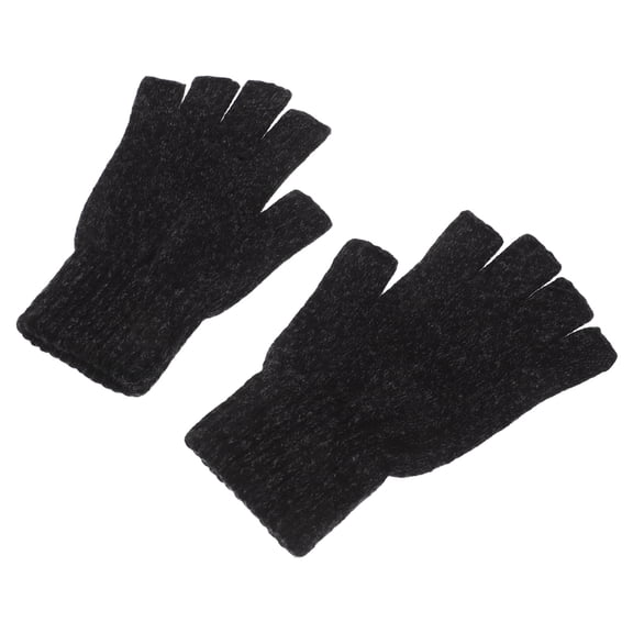 ETEREAUTY 1Pair Dark Grey Fingerless Wool Gloves for Men Thermal Insulated Windproof Outdoor Use