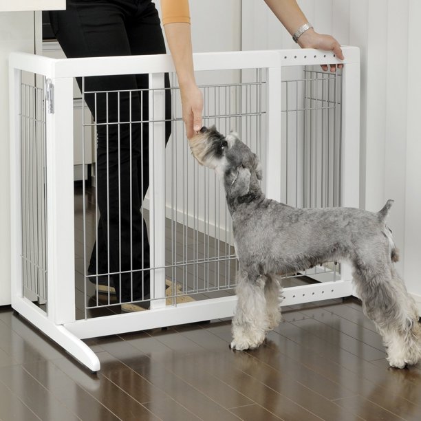 Richell 28 in. Wide HighSmall Freestanding Pet Gate HS Origami White