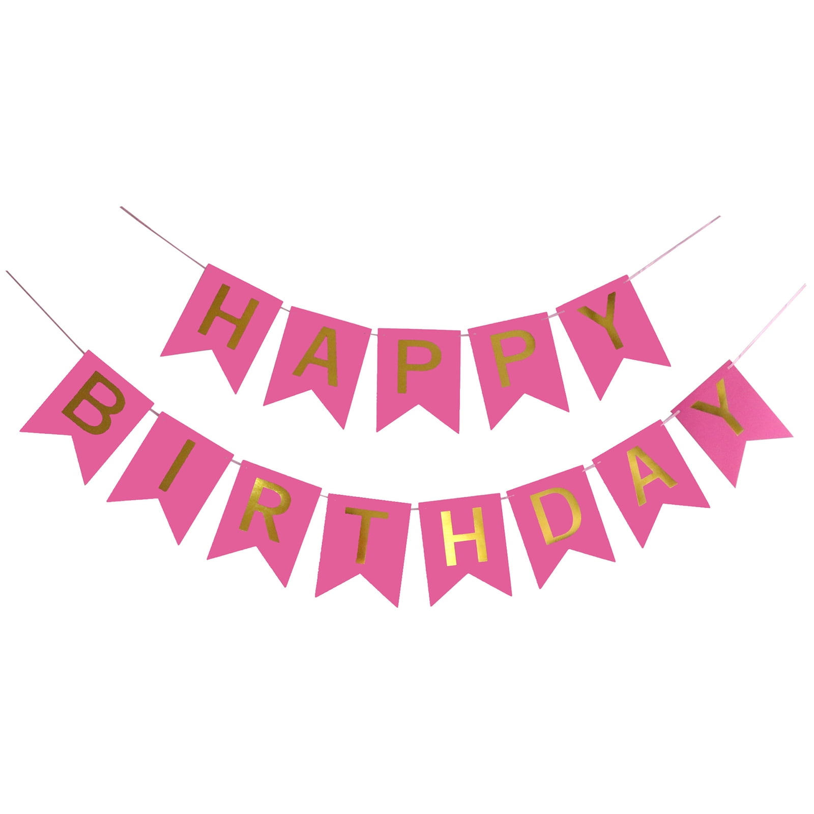 Gold HAPPY BIRTHDAY BUNTING BANNER LETTER HANGING PARTY DECORATION Light Pink