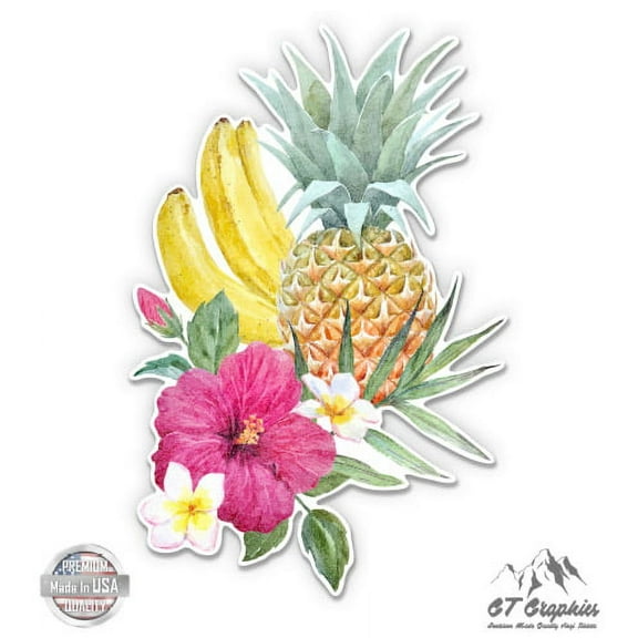 Tropical Fruits Pineapple - 3" Vinyl Sticker - For Car Laptop I-Pad Phone Helmet Hard Hat - Waterproof Decal