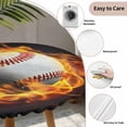 thumbnail image 4 of Round Fitted Tablecloth with Elastic Flame Baseball Tablecloths Waterproof Oil Proof Sports Black Table Cover for Kitchen Dinner Holiday Party Picnic Fits Tables up to 36"- 44" Diameter, 4 of 9