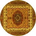 thumbnail image 1 of Ahgly Company Machine Washable Indoor Round Abstract Yellow Modern Area Rugs, 3' Round, 1 of 4