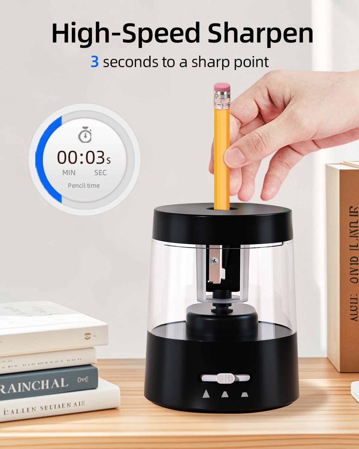 ZMOL Electric Pencil Sharpener for 6-8MM Pencils - Auto Desk Sharpener, Classroom & Home Use (Colored Pencils OK)