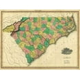 thumbnail image 2 of Tanner, Henry 14x12 Black Ornate Wood Framed with Double Matting Museum Art Print Titled - Map of North and South Carolina, 1823, 2 of 4
