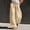 Khaki1, variant on Women's High Waisted Plaid Wide Leg Pants Elastic Waist Cuffed Trousers with Side Pockets,Pants for Women Red