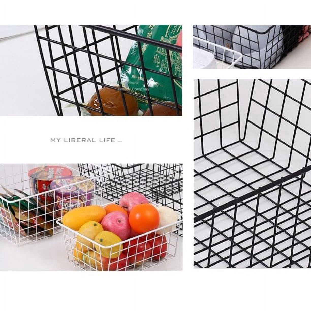 Wire Storage Baskets, Wire Baskets for Organizing,Premium Metal Storage Organizer Basket, Large Wire Basket for Home Office Kitchen, Black (14.2x11.3x6.3inch)