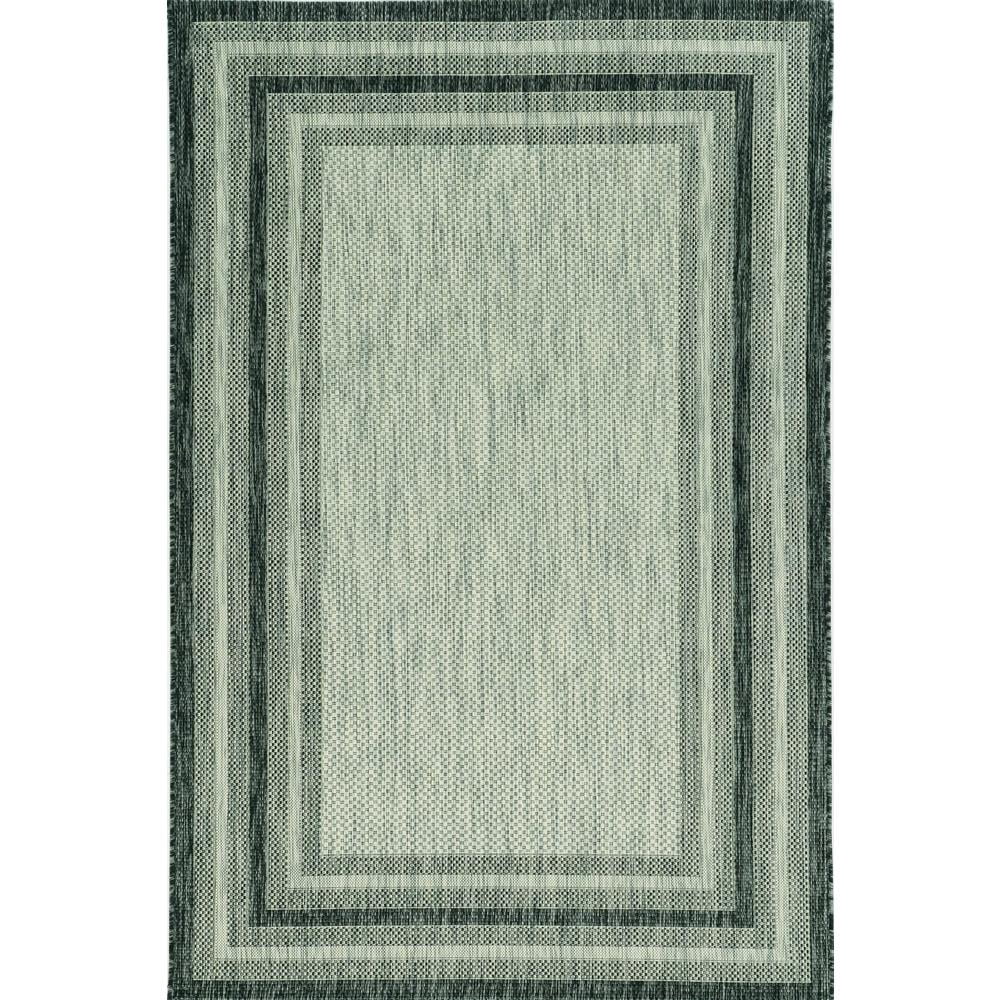 3'x4' Grey Machine Woven UV Treated Bordered Indoor Outdoor Accent Rug