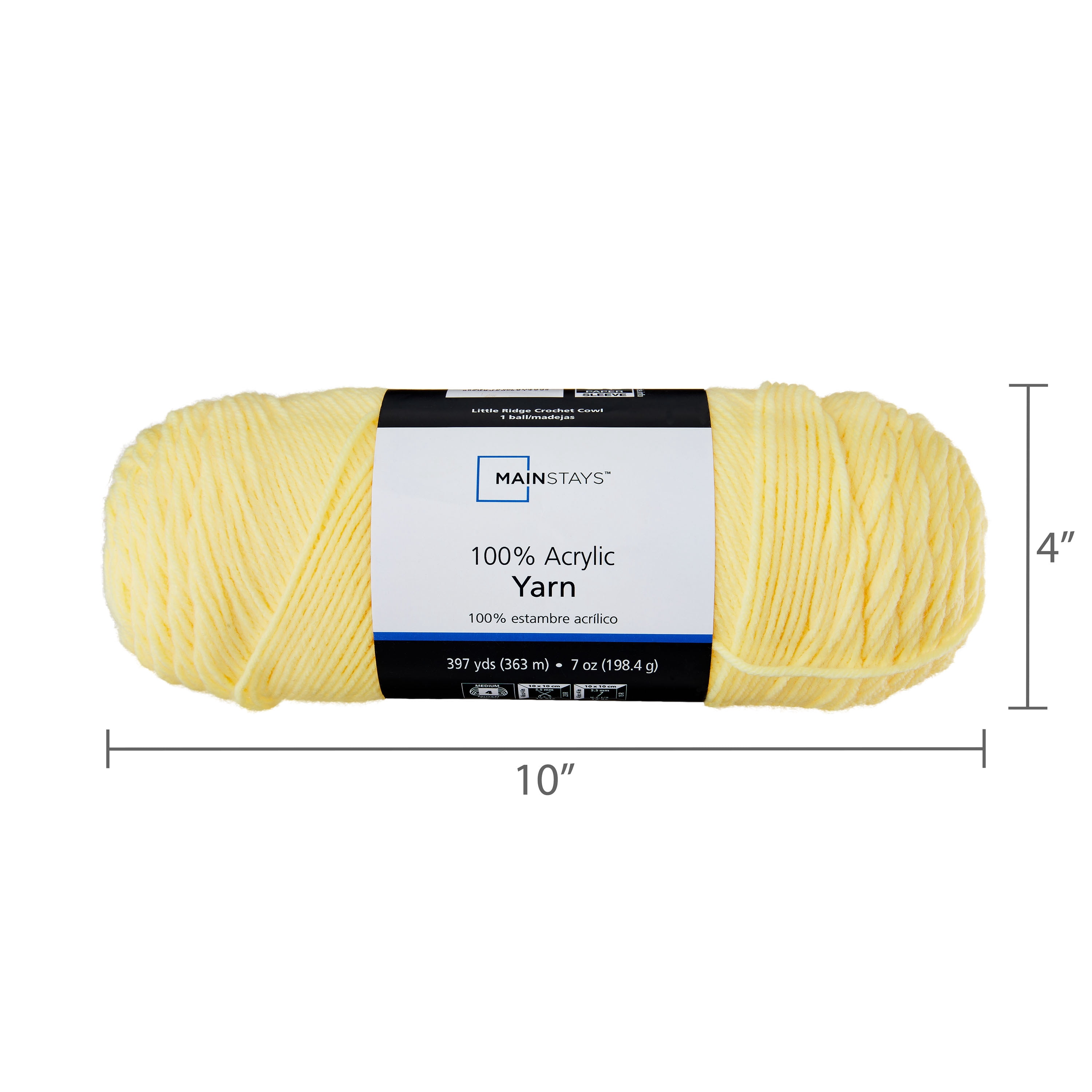 Mainstays Medium Acrylic Yarn, 7oz, Yellow Charm