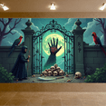 thumbnail image 5 of Grim Reaper Halloween Banner Spooky Hand Full Moon for Haunted House Halloween Party Scary Decoration, 5 of 9