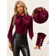 thumbnail image 2 of Blusa de trabajo informal Allegra K terciopelo retro Borgoña L, 2 of 6