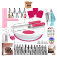 thumbnail image 1 of Juego De Boquillas,  Bloosom Base, Espátula P/pasteles, 200 Piezas Blanco con Rosa, 1 of 5