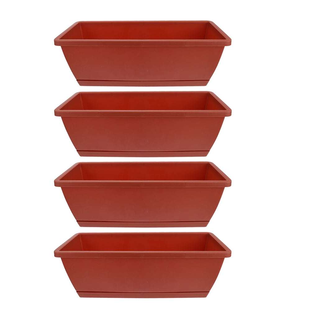 WHAMVOX  4 Sets Rectangular Planting Trough Planters Large Garden Flower Pots Red