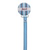 Personalized Name Blue and Brown Striped Pacifier Clip