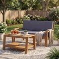 thumbnail image 4 of FFZ 2-Piece Outdoor Teak Acacia Wood Conversation Set - Loveseat & Coffee Table With Gray Water-Resistant Cushions, 350Lbs Capacity For Patio,Deck & Backyard, 4 of 6