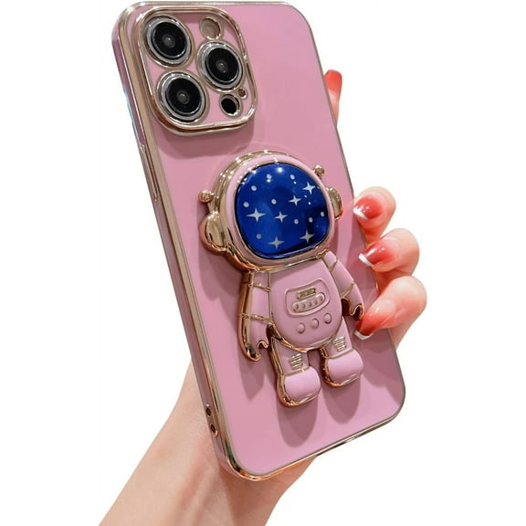 case for iPhone 14 Pro Max Case for Women Phone Case iPhone 14 Pro Max with Astronaut Kickstand Soft TPU Full Camera Lens Protection Shockproof Dainty iPhone 14 Pro Max Phone Case 6.7" (Purple)
