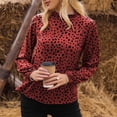 thumbnail image 5 of Women's Polka Dot Leopard Blouses Dressy Long Sleeve Mock Neck Shirt Tops Loose Fit Elegant Work Office Tshirts Top, 5 of 5