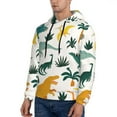 thumbnail image 3 of Uemuo Dinosaurs and Tropical Leaves Pattern Men's Hoodie - Casual Pullover Hoodie with Kangaroo Pocket, Stylish Hooded Sweatshirt for Everyday Wear-X-Large, 3 of 7