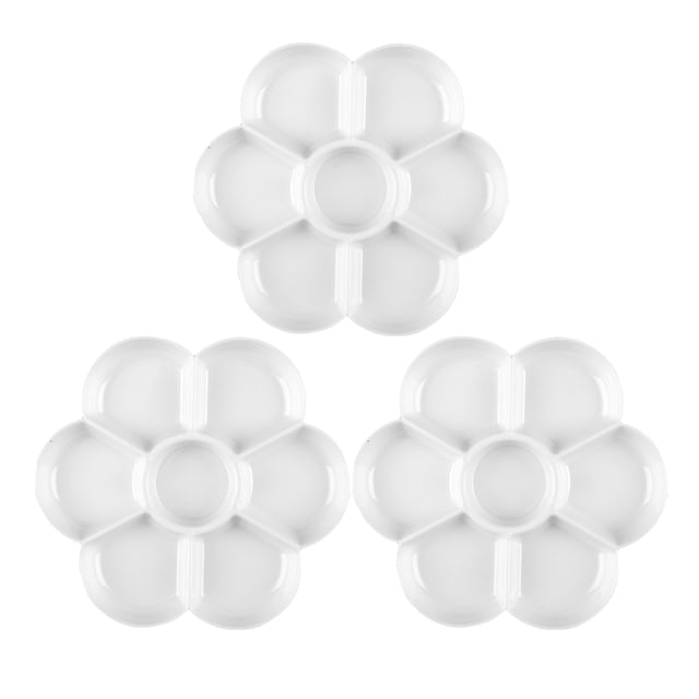 EeaseMX 3 paletas de acuarela de cerámica adelgazada con forma de flor de ciruelo, bandejas de pintura para manualidades, arte profesional, estudiantes y niños (blanco)