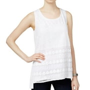 Style & Co. Womens Patchwork Pullover Blouse, White, Petite, PXL