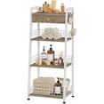thumbnail image 4 of 4-Tier Ladder Shelf with Drawer, Bathroom Table Stand for Small Space, Standing Bathroom Shelves with Storage for Living Room Kitchen Bedroom, Organizer Shelf, White, 4 of 7