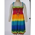 thumbnail image 3 of YIZYIF Kids Girls Summer Rainbow Color Bohemian Dress Floral Suspender Dress Vacation Beach Wear A Rainbow Color 5-6, 3 of 7