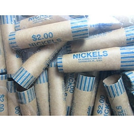 Tubular Coin Wrappers, Nickels, $2, Pop-Open Wrappers, 1000