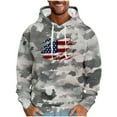 thumbnail image 2 of ZCFZJW Camo American Flag Print Hoodie Tops for Men Lightweight Casual Drawstring Long Sleeve Hooded Pullover Sweatshirts Trendy Comfy Athletic Patriotic Shirts with Pockets Dark Gray L, 2 of 5