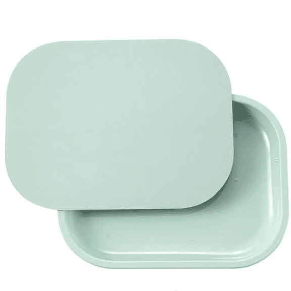 Metal Tray with Soft Magnetic Lid,Metal Small Tray with Spill Proof Cover,Cute Blank Drative Tray,Perfect for Home and On-The-Go,7” x 5.5” x 0.6"",Matcha