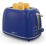 Toaster 2 Slice, Stainless Steel Retro Toaster with Wide Slots, Bagel/Defrost/Cancel Function, Removable Tray, Black