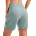 thumbnail image 7 of UOCUFY 6''/ 8'' Shorts for Women with 4 Pockets | High Waisted, Long, Soft, Lightweight, Stretch, Athletic, Workout, Running, Walking, Casual, Bermuda Shorts for Summer (Light Green, L), 7 of 7