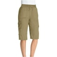 thumbnail image 6 of biudgviw Womens Cargo Shorts Drawstring Elastic Waisted 6 Pockets Rolled Hem Knee-Length Wide Leg Outdoor Hiking Lightweight Bermuda Shorts, 6 of 7