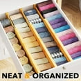thumbnail image 2 of SpaceAid Bamboo Dresser Drawer Dividers 6 Pack, 4.65“ High Adjustable 17“-22” Drawer Organizers for Clothing, 2 of 7