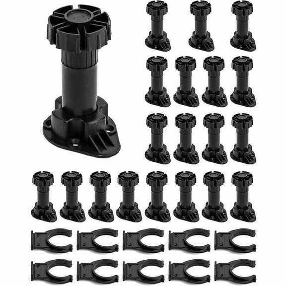Pack of 20 furniture legs kitchen furniture legs supplied with 10 fixing brackets extended range 100-120 mm.