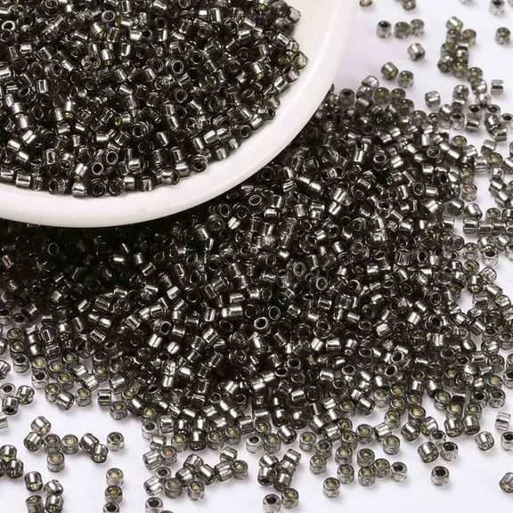 Cylinder Seed Beads Silver Lined Round Hole Uniform Size Black 2x1.5mm Hole: 0.8mm about 888pcs/10g