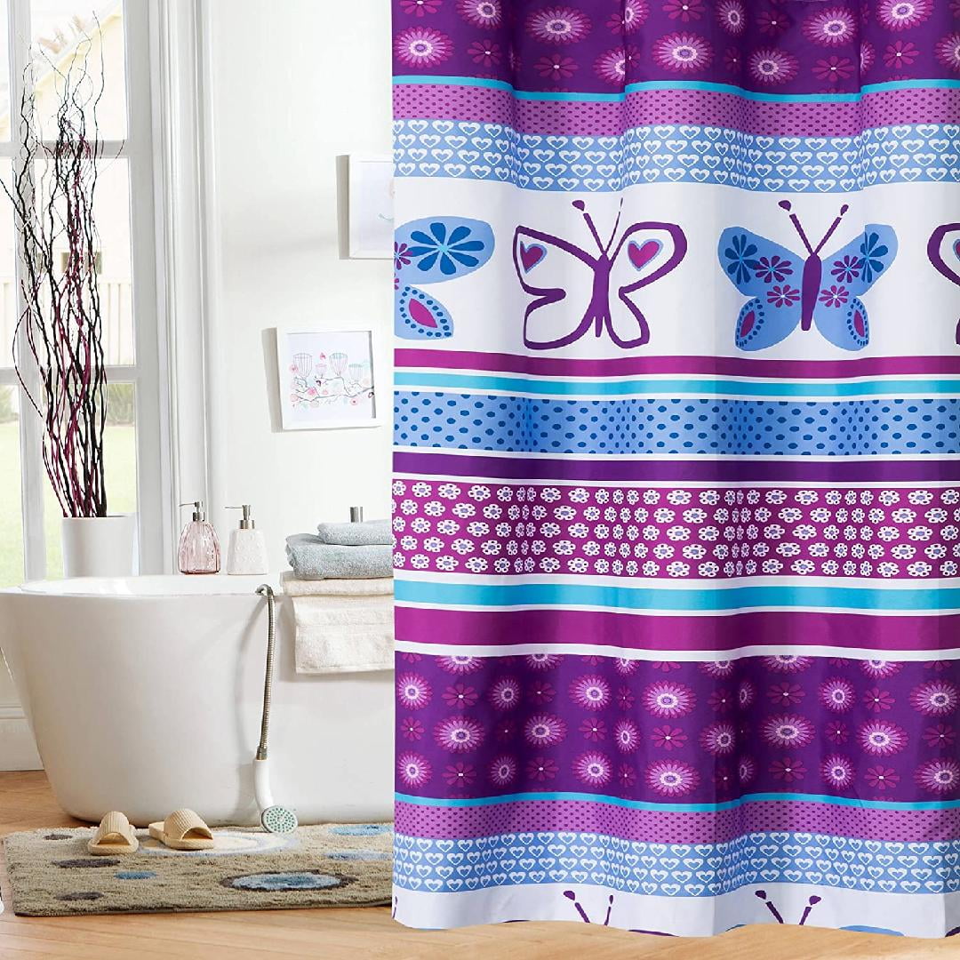 s Kids Purple Butterfly Shower Curtain