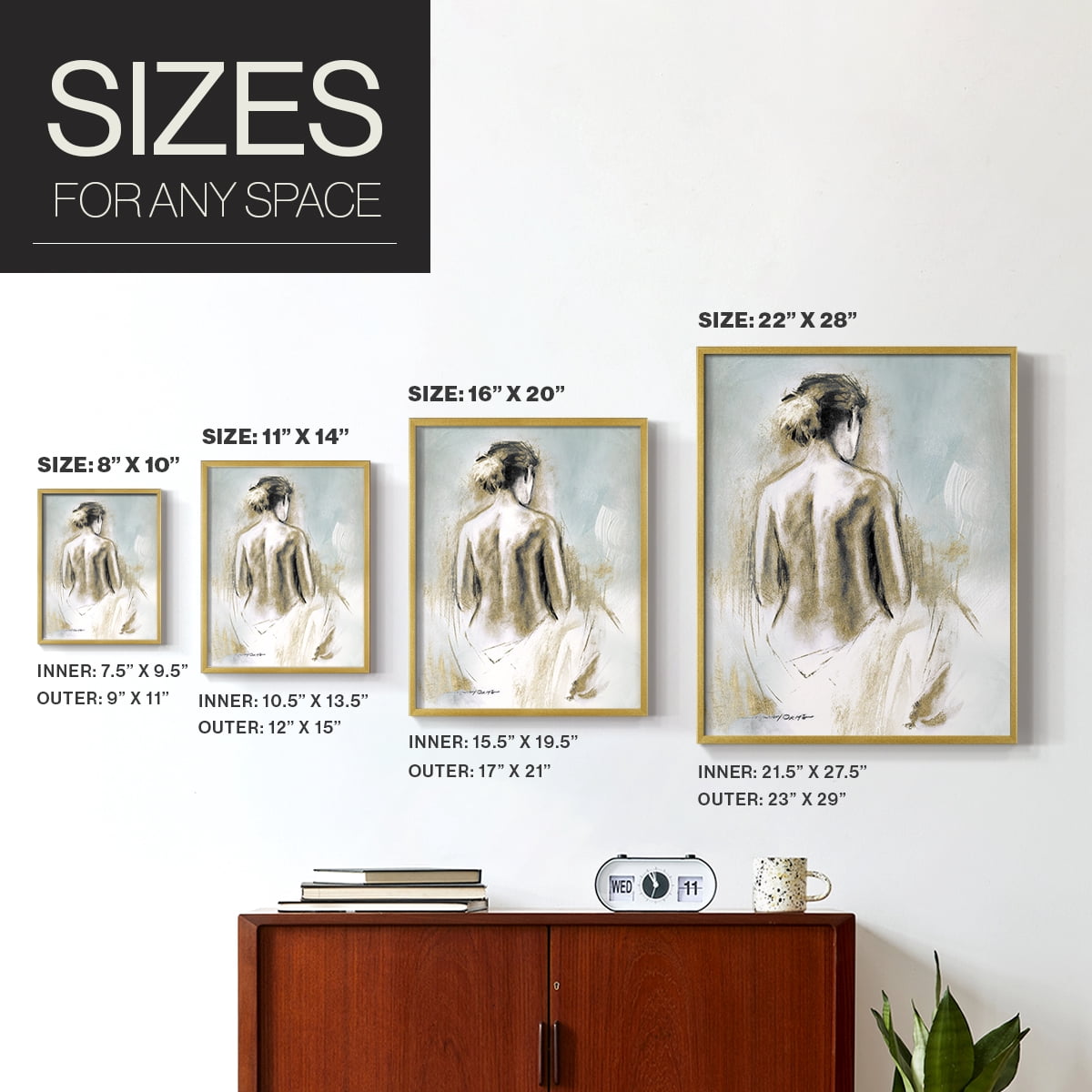 Figure in Golden Light I in Paper Solid Wood 8 x 10 Framed Print