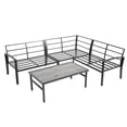 thumbnail image 4 of 4-Piece Beige Outdoor Furniture Set - All-Weather Steel Sectional Sofa with Water-Resistant Beige Cushions and Coffee Table, Modular Design, Easy Assembly, 4 of 8