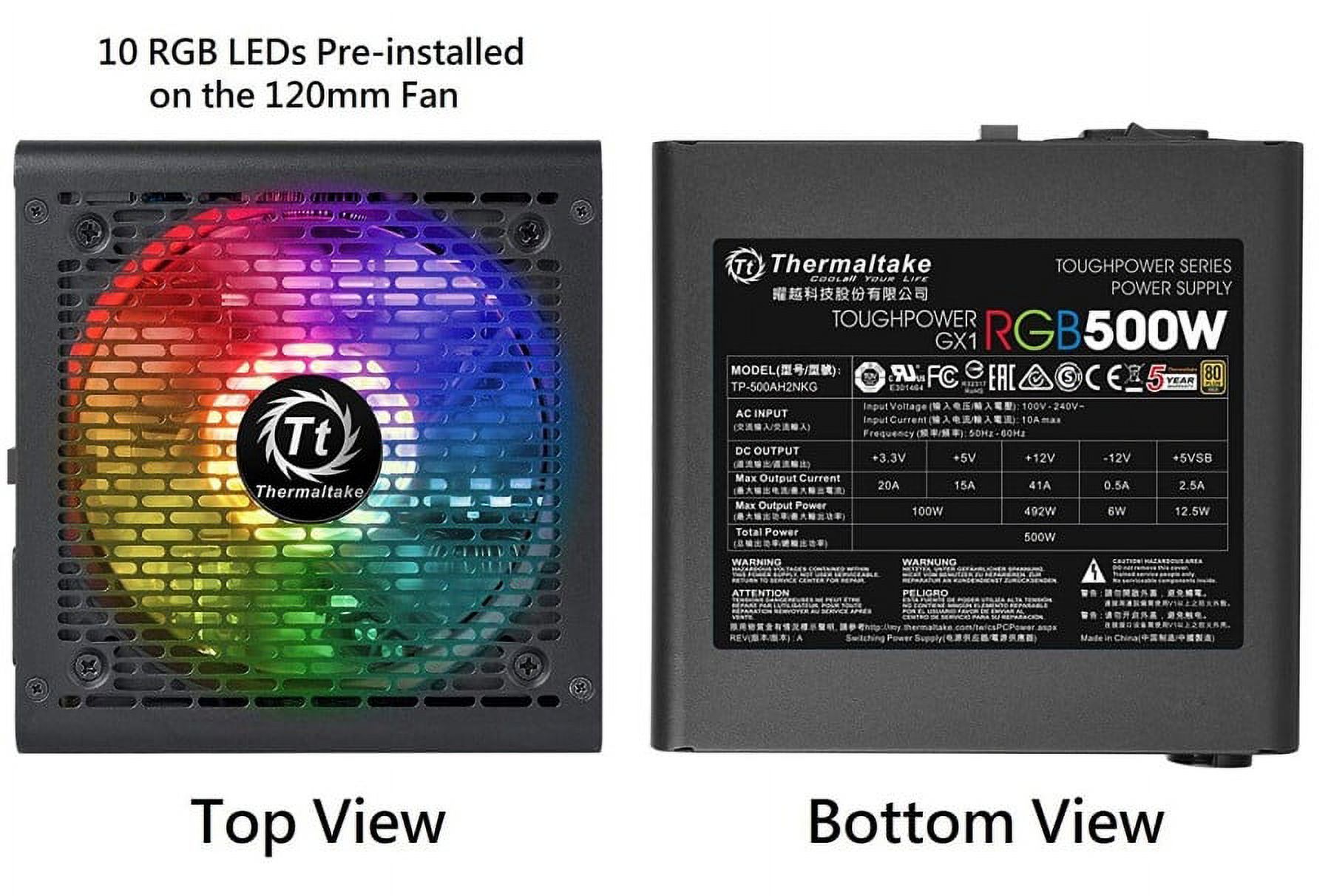 Thermaltake Toughpower GX1 80Plus Gold RGB Power Supply - 500W