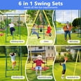 thumbnail image 7 of 6 in 1 Swing Set for Outside, Heavy Duty A-Frame Metal Swing Set with Glider, Basketball Hoop, Climbing Frame, Climbing Net, Hammock Swing and Belt Swing for Backyard Playground Set, 7 of 7