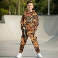 thumbnail image 2 of Uorisanigo Girls Boys Sweatsuit Set - Oversized Long Sleeve Camo Owl Hunter Hooded Sweatshirt Top and Sweatpants Fall Winter Outfits 2PCS Set Kids Pullover Sweatshirt, 2 of 7
