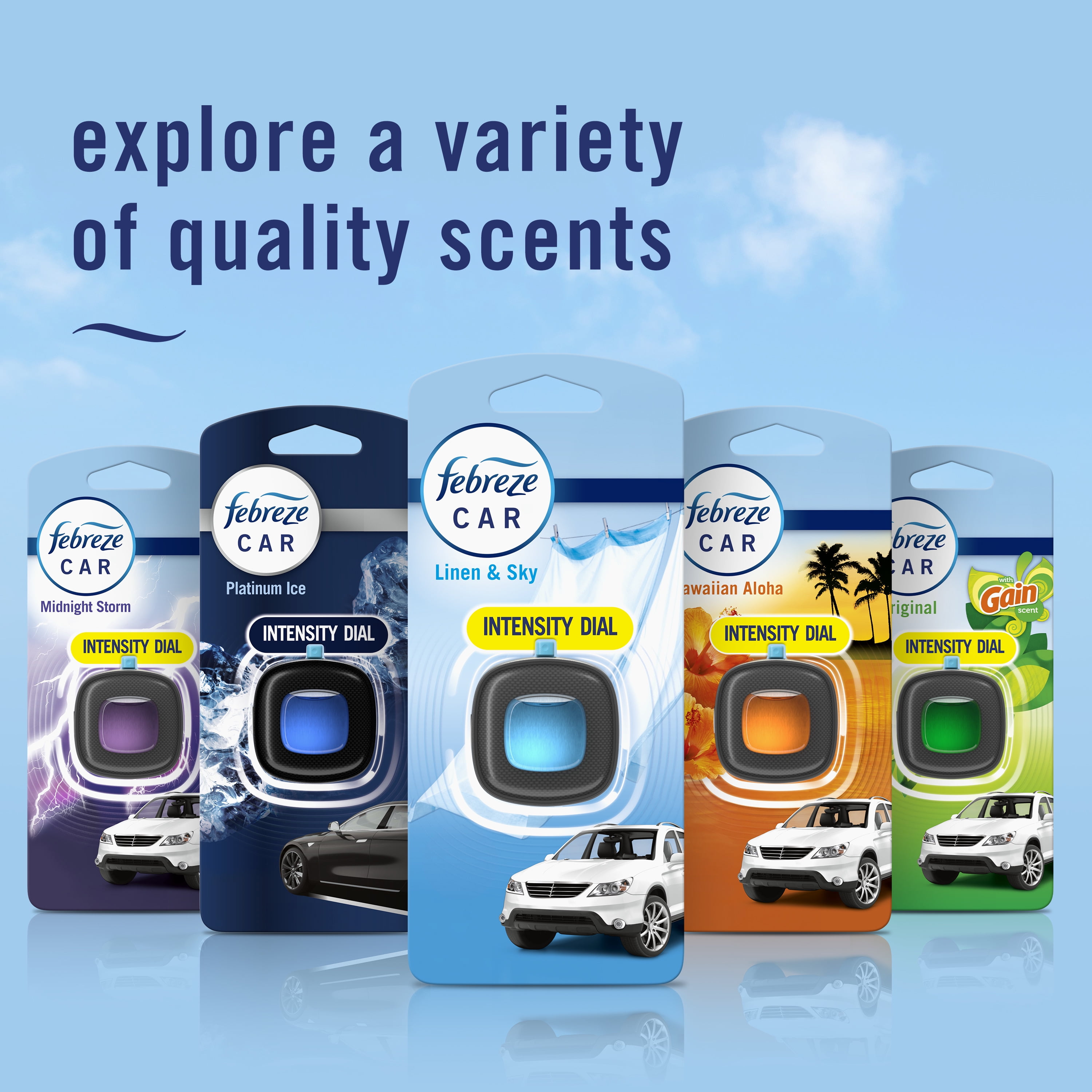 (8 pack) Febreze Car Air Freshener, Odor-Fighting Car Vent Clip, Linen & Sky, 3 Count