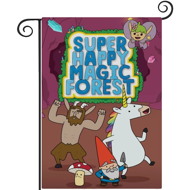 Bosque Mágico Súper Feliz-bandera de jardín temática. Regalo perfecto para fans, amigos y familiares, ideal para actividades al aire libre y decoración de fiestas.28CM*45CM