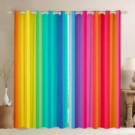 Feelyou Dreamy Rainbow Abstract Black Out Curtains, Dreamy Stripes Geometric Curtains Pack of 2 (42x63 Each), Teens Boys Girls Kids Bedroom Curtains, Curtains and Drapes Home Decor