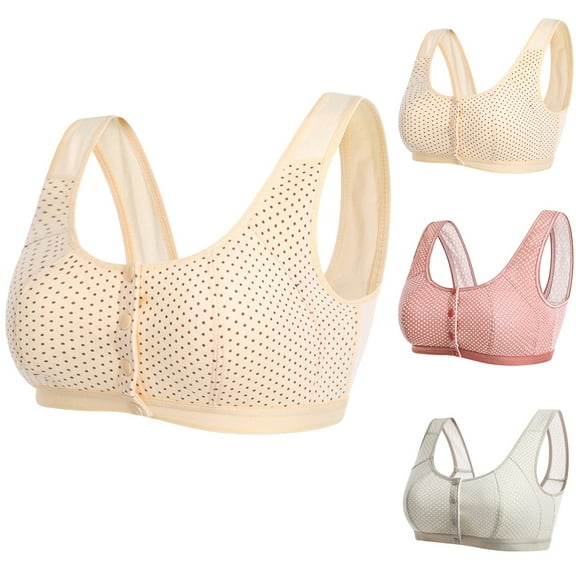 Darzheoy Bras for Women No Underwire Sexy Large Size Underwear Cotton Comfortable Front Snap Bras Gathered Wirefree Bra High Support Bras for Women 42/95