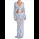 thumbnail image 1 of Conjunto de Dos Piezas de Crochet para Mujer: Top Corto de Larga con Nudo y Falda con Cordón. Azul M, 1 of 10