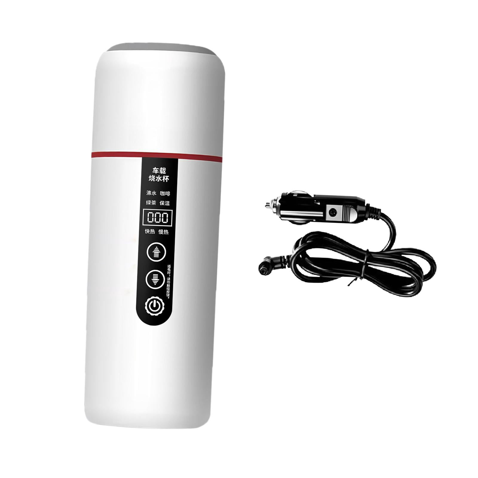 Fiocias 12V 24V Car Kettle Boiler Car Heated Mug Portable Travel Electric Kettle Heating white